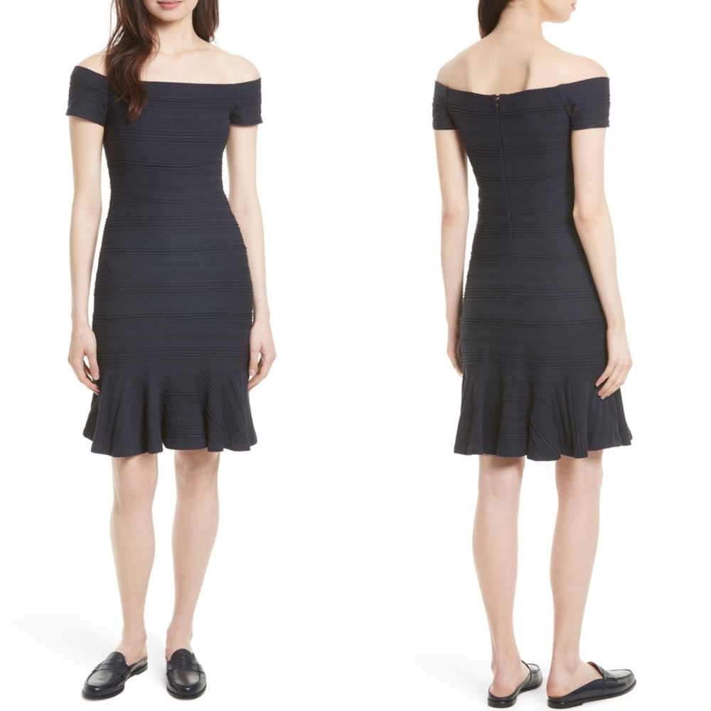 Rebecca Taylor navy off the shoulder dress size 8